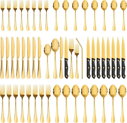 Astercook Silverware Set 48-Piece Gold Flatware Set by Astercook