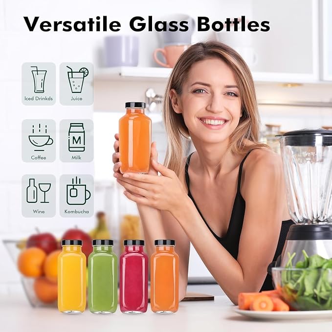 12 Pack 8 oz Glass Juice Bottles - Image 2