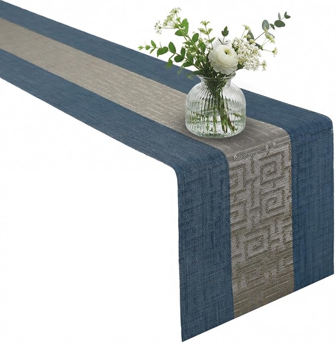FAVE Vinyl Table Runner Indigo Blue Table Runner Woven by FAVE