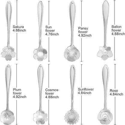 Maitys 16 Pcs Silvery Flower Coffee Spoons - Image 2