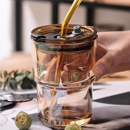 13oz Glass Tumbler with Straw and Leak-Proof Lid, Reusable Iced Coffee Cup - Image 6