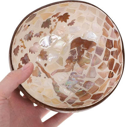 Coconut Shell Bowl Natural Handmade Key Storage Bowl Candy Dish Decorative Home Storage Plate for Living Room Tabletop Organizer