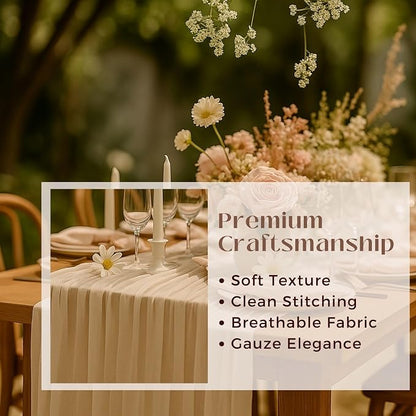 6 Pack Ivory 10FT Cheesecloth Table Runner –120 Inch White Gauze Table Runners - Image 3