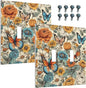 Decorative Light Switch Cover Vintage Colorful Floral Butterfly Flowers 2 Gang Wall Plate Double Toggle Switch Plate Receptacle Electrical Outlet Cover Switchplate for Bathroom Bedroom（2 Pack）