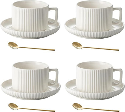 8 Ounce Cappuccino Cups Set of 4, Latte Mugs by AYUCIAPremiumCeramic