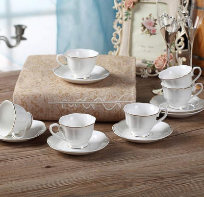Guangyang 12 pieces Fine Porcelain 2.5oz Cups and Saucers set of 6 Turkish - Image 7