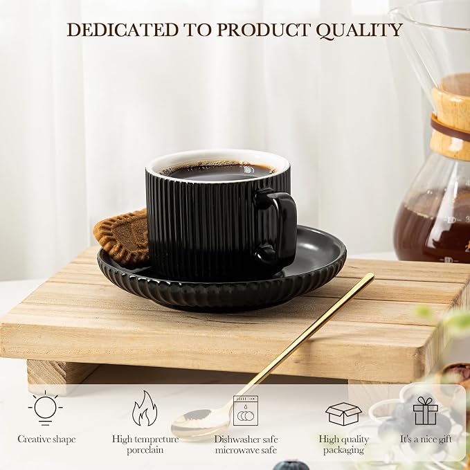 5 Ounce Espresso Cups Set of 4, Small Coffee Cups - Image 6