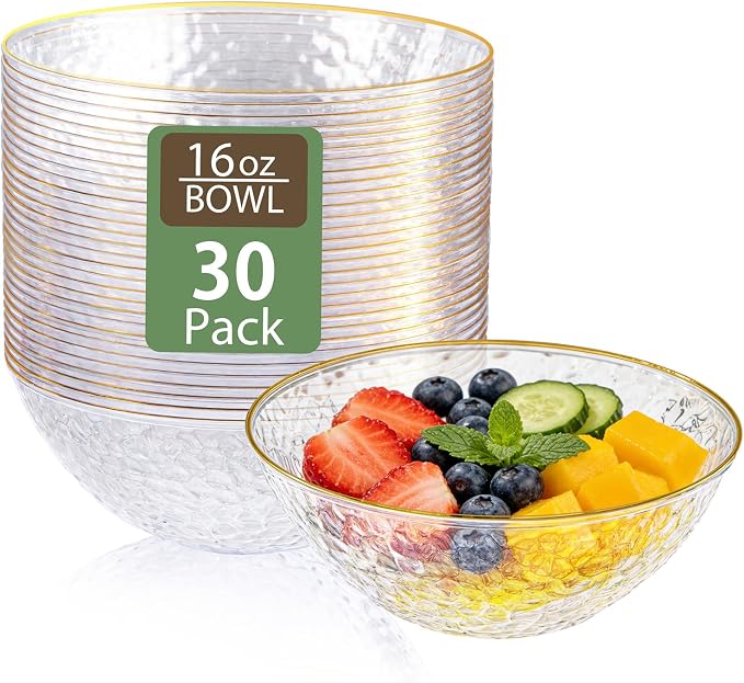 Tinybee 30 Pack Clear Plastic Bowls by Tinybee