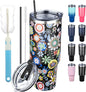 40 oz Tumbler with Lids and Straws, Stainless Steel Insulated Coffee Tumbler by GUDEMAO