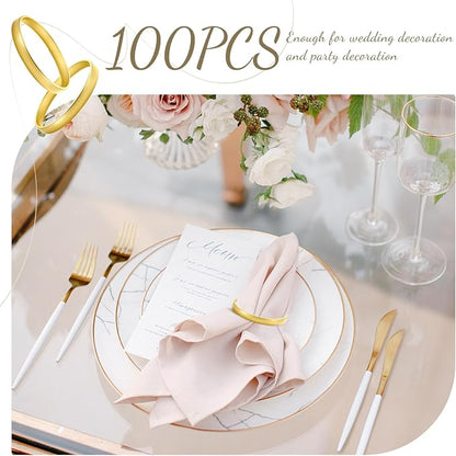 Gold Napkin Rings Bulk 100 Pack, Metal Napkin Rings - Image 2