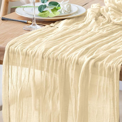 Cheesecloth Table Runner 10FT Beige Boho Gauze Rustic Sheer Runners | Cheese by Xiomot