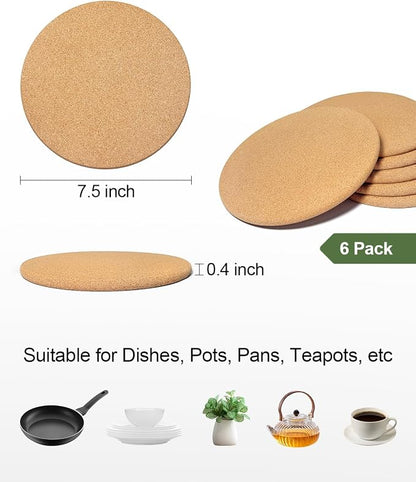 6 PCS Heat Resistant Cork Trivets - Image 2