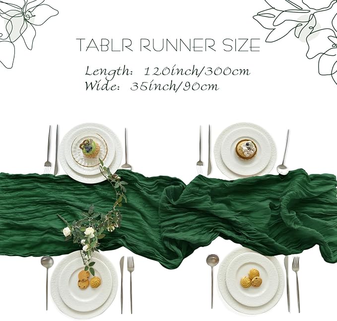 IVAPUPU Emerald Green Table Runner 120 Inch - Image 4