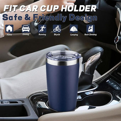 20 oz Tumbler with Lids and Straws, Stainless Steel Insulated Coffee Tumbler - Image 6