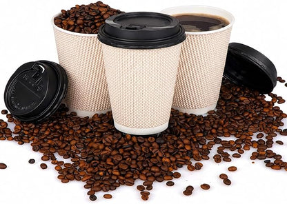 Promora 12 oz Natural Cream Disposable Coffee Cups - Image 6