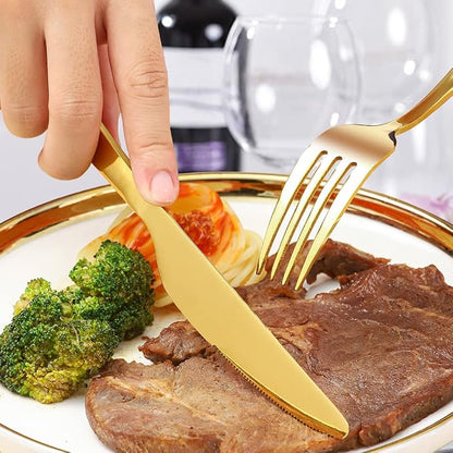 60-Piece Gold Silverware Set, CXJY Stainless Steel Flatware Set - Image 4