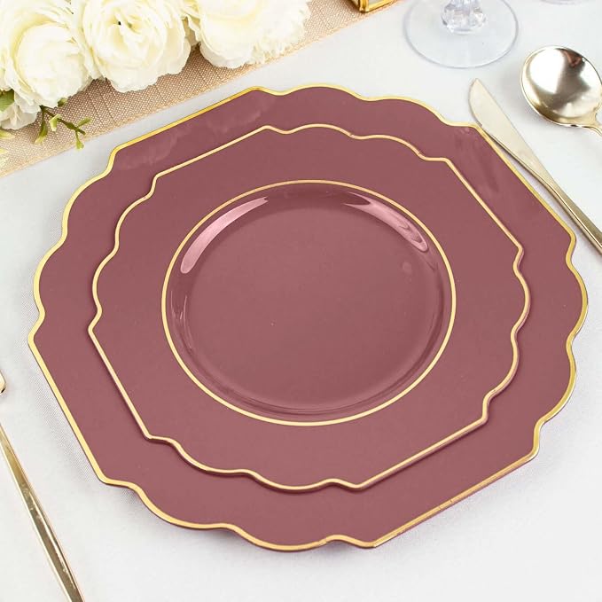 Cinnamon Rose Hard Plastic Dinner Plates, 50 Pack 11" Disposable Round Baroque - Image 8
