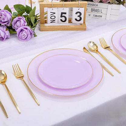 PULOTE 100PCS Purple Plastic Plates Disposable - Image 9