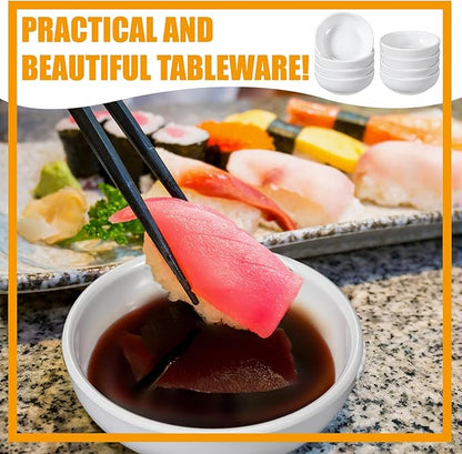 12 Pcs Dip Bowls Set 1.7oz Sauce Soy Dishes Bowls Small for Dipping Tomato Sauce, Soy, BBQ and Other Party Supplies(White)