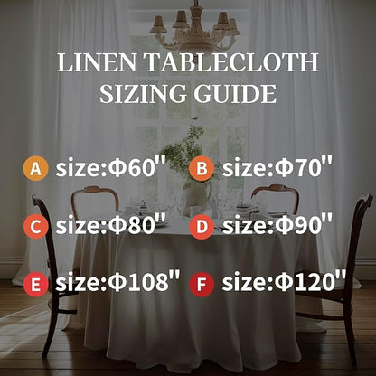 EVERLY 100% Pure Linen Round Tablecloth 108Inches for Dining,Buffet Parties,Picnic,Events,Weddings and Restaurants,Decorative Halloween,Thanksgiving Machine Washable Tablecloths-Olive Green