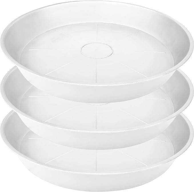 3 Pack of 26 inch Plant Saucer, 4.2" Depth Tray, Large Deep Garden Plastic by Bleuhome