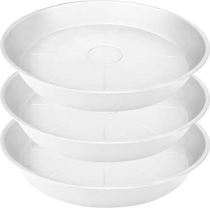 3 Pack of 26 inch Plant Saucer, 4.2" Depth Tray, Large Deep Garden Plastic by Bleuhome