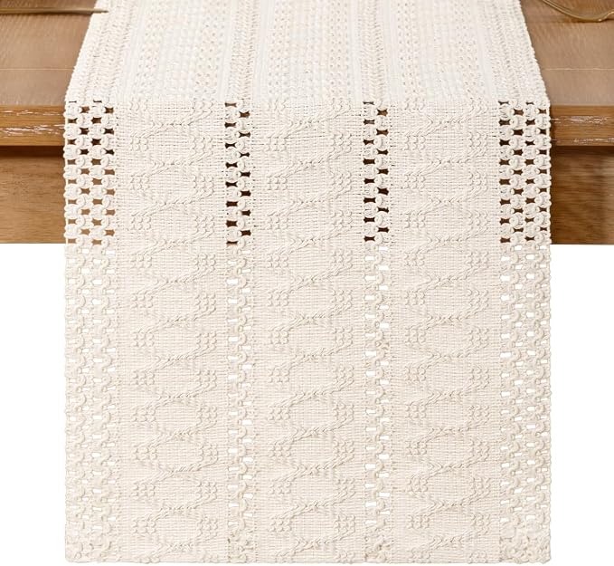 Boho Table Runner Summer Farmhouse Rustic Dining Dresser Scarf Home Decor | - Image 5