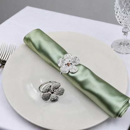 12pcs Silver Plum Blossom Napkin Rings, Elegant Flower Napkin Ring Silver Holder - Image 4