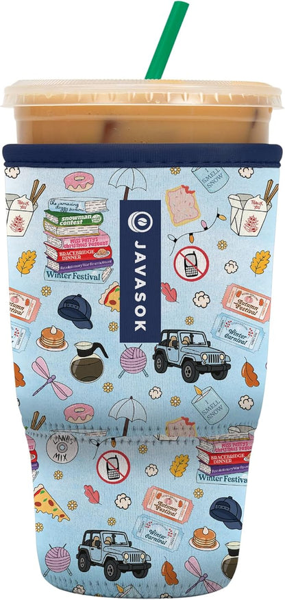 Sok It JavaSok Iced Coffee & Cold Soda Insulated Neoprene Cup Sleeve (Fast Talker, Large: 30-32oz)