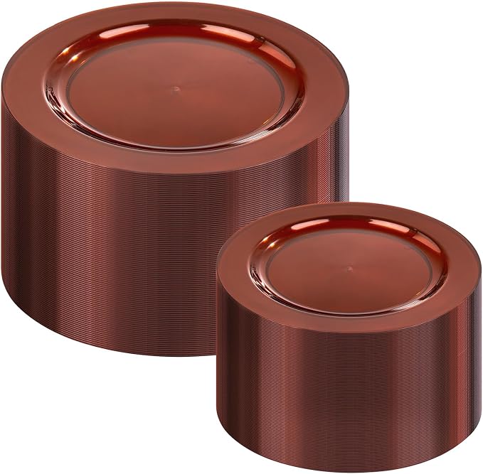 IOOOOO 200 Pcs Clear Brown Plastic Plates by I00000