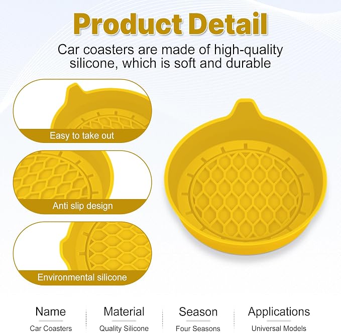 Car Cup Holder Coaster, Silicone Cup Holder Insert, Universal Non-Slip Cup - Image 4