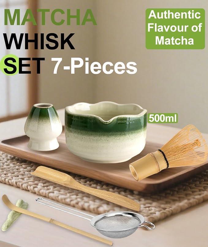 JBER Matcha Set, Bamboo Whisk, Powder Sifter - Image 2