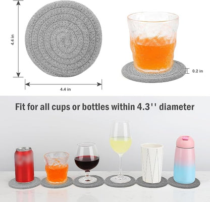 ABenkle Woven Coasters for Drinks Set of 6, Boho Absorbent Drinking Coaster - Image 2