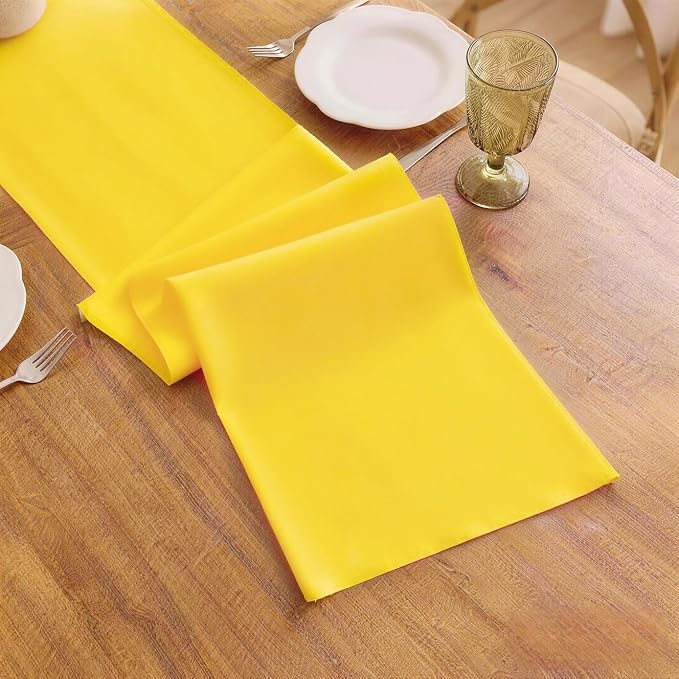 Yellow Table Runner, Waterproof Washable Runners 90 Inches Long | Reusable - Image 3