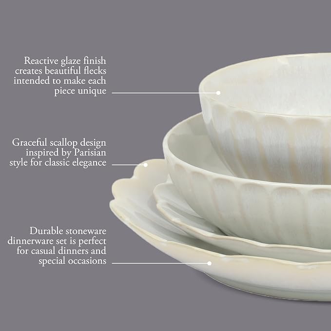 Gibson Elite Malibu Shore 16 Piece Scallop Stoneware Reactive Glaze Ceramic - Image 3
