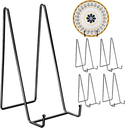 Birity 5PACK 10 Inch Square Black Metal Display Stands Plate Holder Display Stands for Picture, Decorative Plate, Book, Photo Easel, Artistic Work,Decorative Plate,Photo and Platter,Tabletop Art