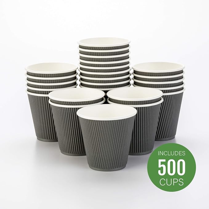 Restaurantware 8 Ounce Double Wall Disposable Coffee Cups, 500 Insulated Gray - Image 2