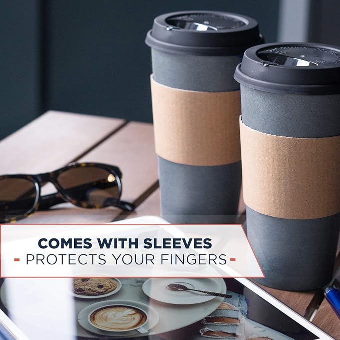 Disposable Coffee Cups With Lids - 20 oz To Go Coffee Cup With Lid. Large Togo - Image 6