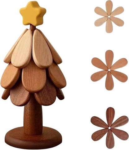 Trivets Tree Set of 3 Suitable for Hot Dishes Pans Teapots Bowls and Cup Coasters Home Kitchen and Dining Table Decor Christmas Tree Trivets Festive Celebration Gifts Wooden Products