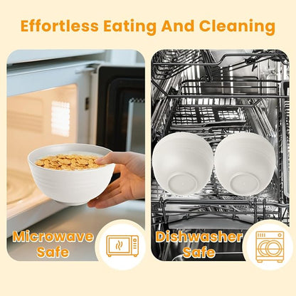 Wheat Straw Cereal Bowls Plastic Bowls Alternatives 26 OZ Unbreakable Soup Bowls - Image 3