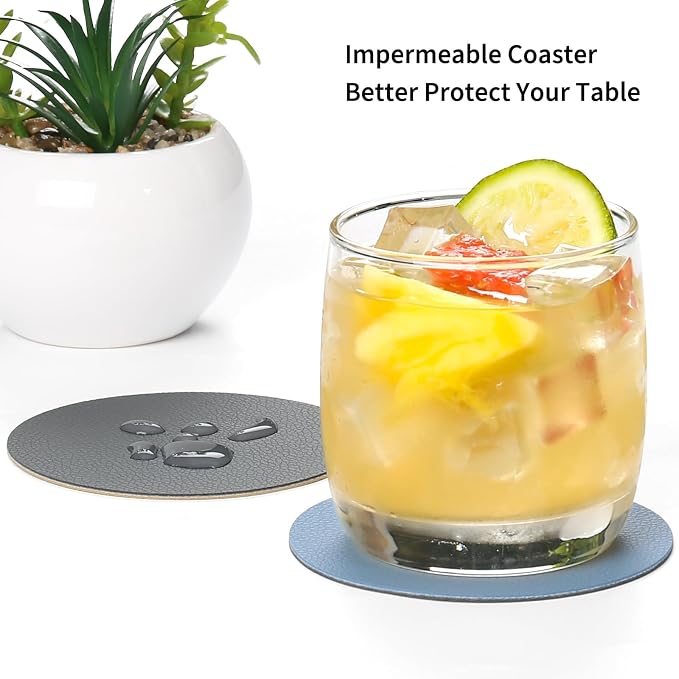 Faux Leather Drink Coasters - Image 2