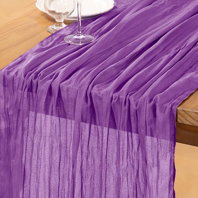 DeZerlor Dark Purple Cheesecloth Table Runner 1 Pack Fall Runner | 120Inch by DeZerlor