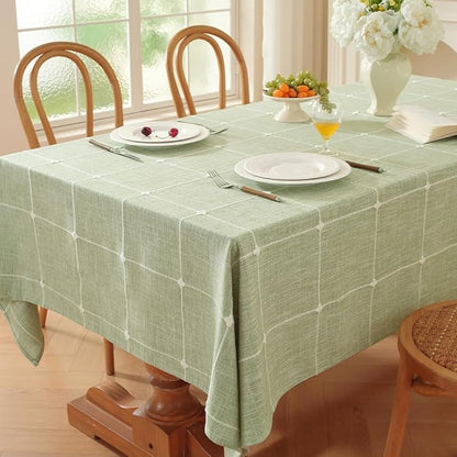 Zobesta Green Table Cloth Rectangle Table 120 x 53 Inch, Linen Tablecloth Rectangle Heavy Weight Farmhouse Soft Boho Tablecloth for Outdoor, Party, Holiday, Picnic, Dining