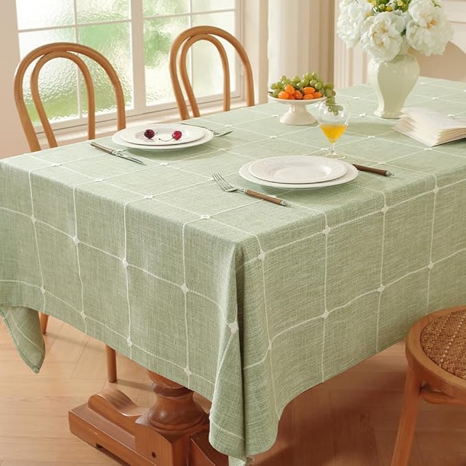 Zobesta Linen Square Table Cloth 70 x 70 Inch, Cotton Green Linen Square Tablecloth, Farmhouse Soft Boho Tablecloth for Outdoor, Party, Holiday, Picnic, Dining