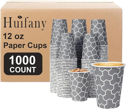 Coffee Cups 12 oz Paper Cups, Disposable Coffee Cups, 12 oz Hot/Cold Cups by Huifany