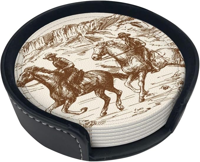 Western Desert Vintage Cowboy Coasters by Unknown