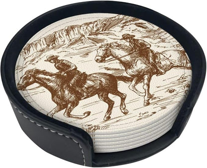 Western Desert Vintage Cowboy Coasters by Unknown