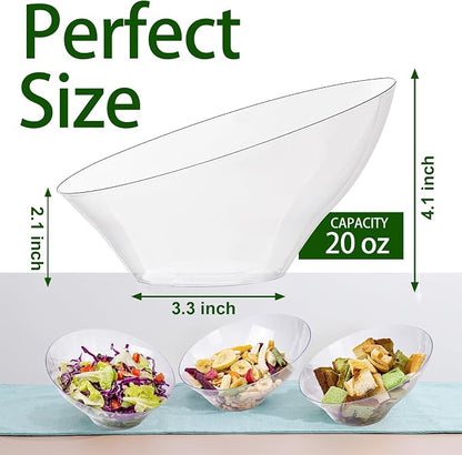 bUCLA 12 Pack Clear Plastic Serving Bowls - 20 OZ Angled Serving Bowls - Image 2