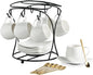 LYEOBOH Espresso Cups with Saucers Set, Porcelain Coffee Cups and Metal Stand by LYEOBOH
