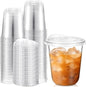 50 Sets 14 oz Clear Plastic Cups with Strawless Sip Lids, Thickened Clear Disposable Plastic PET Crystal Cups for Iced Coffee, Smoothie, Cold Beverage, Drink Shops and Party Catering